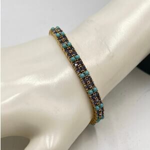 Joan Rivers Classics Purple Crystal
Turquoise Accents Gold Plate Tennis Bracelet